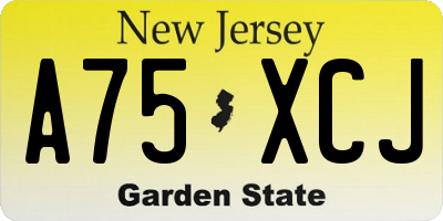 NJ license plate A75XCJ