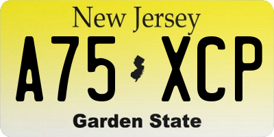 NJ license plate A75XCP