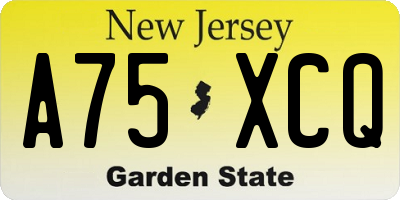 NJ license plate A75XCQ