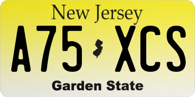 NJ license plate A75XCS