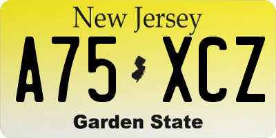 NJ license plate A75XCZ