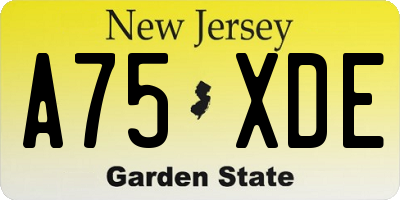NJ license plate A75XDE