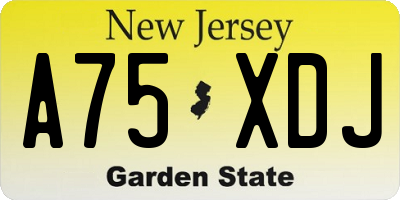 NJ license plate A75XDJ