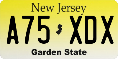 NJ license plate A75XDX