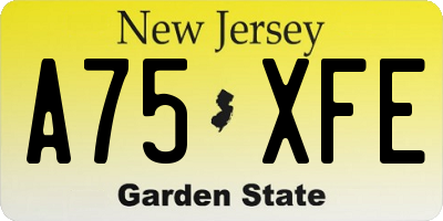 NJ license plate A75XFE