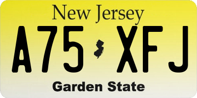 NJ license plate A75XFJ