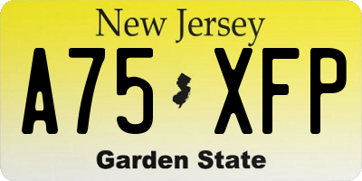 NJ license plate A75XFP