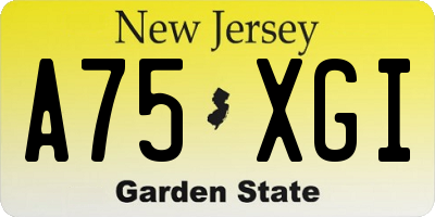 NJ license plate A75XGI
