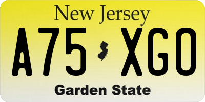 NJ license plate A75XGO