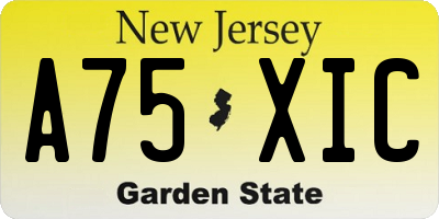 NJ license plate A75XIC