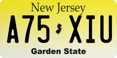 NJ license plate A75XIU