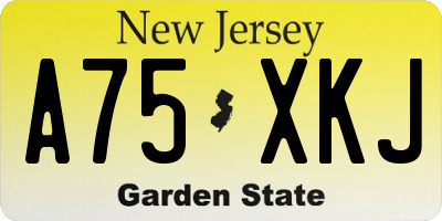 NJ license plate A75XKJ