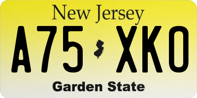 NJ license plate A75XKO