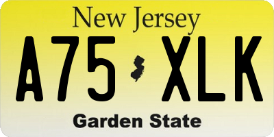 NJ license plate A75XLK
