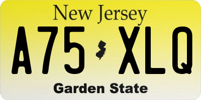 NJ license plate A75XLQ