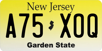 NJ license plate A75XOQ