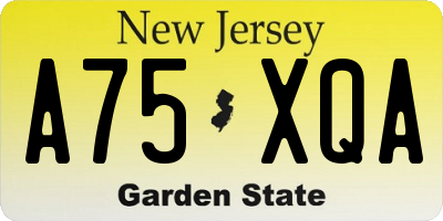 NJ license plate A75XQA