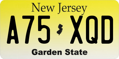 NJ license plate A75XQD