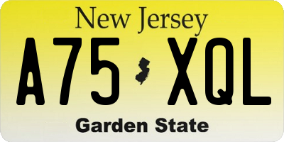 NJ license plate A75XQL
