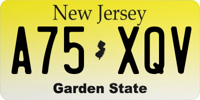 NJ license plate A75XQV