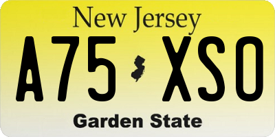 NJ license plate A75XSO