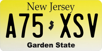NJ license plate A75XSV