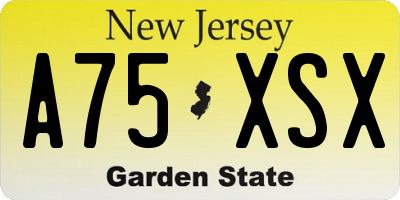 NJ license plate A75XSX