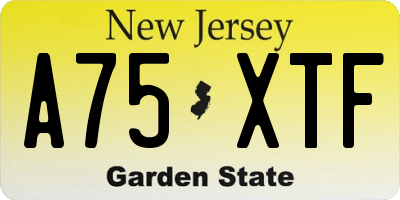 NJ license plate A75XTF