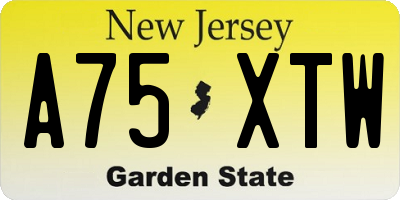 NJ license plate A75XTW