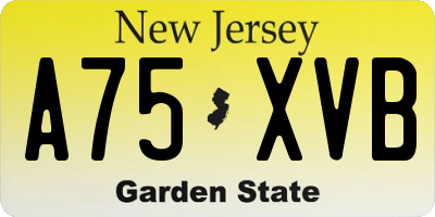 NJ license plate A75XVB
