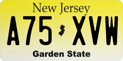 NJ license plate A75XVW