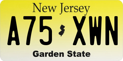 NJ license plate A75XWN