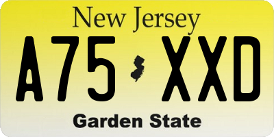 NJ license plate A75XXD