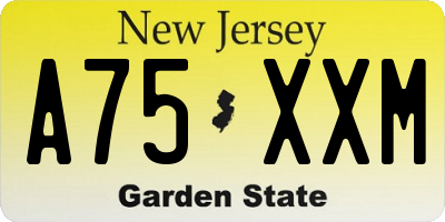 NJ license plate A75XXM