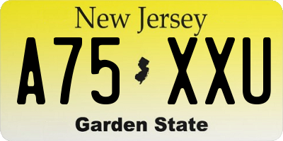 NJ license plate A75XXU