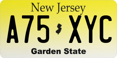 NJ license plate A75XYC