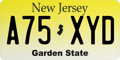 NJ license plate A75XYD