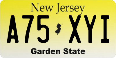 NJ license plate A75XYI