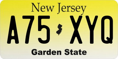 NJ license plate A75XYQ