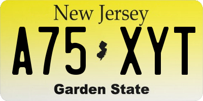 NJ license plate A75XYT