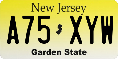 NJ license plate A75XYW