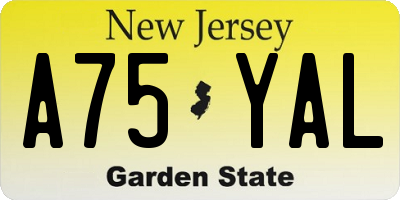 NJ license plate A75YAL