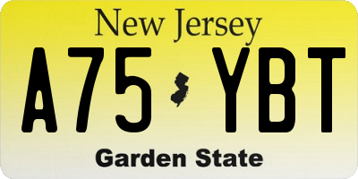 NJ license plate A75YBT