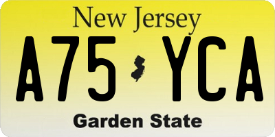 NJ license plate A75YCA