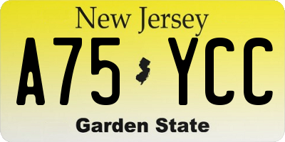 NJ license plate A75YCC