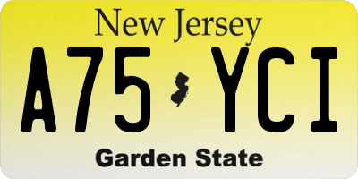 NJ license plate A75YCI