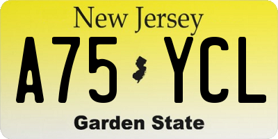 NJ license plate A75YCL