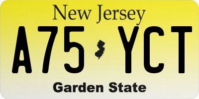 NJ license plate A75YCT