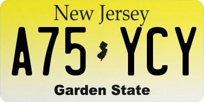 NJ license plate A75YCY