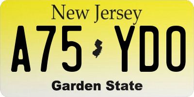 NJ license plate A75YDO